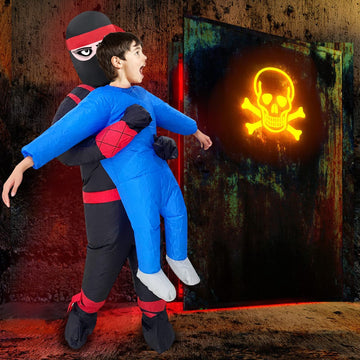 Camlinbo Halloween Inflatable Costume for Kids Boys Ninja Holding Person Scary Halloween Costume Blow Up Party Cosplay