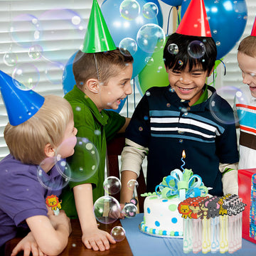 24 Piece Jungle Animals Toys Bubble Wand For Kids(6 Style),Cute Bubble Wand Great For Forest Animals Crazy Theme Party Favors,Pinata Suffer,Animals Party Goodie Bags Filler,School Classroom Prizes