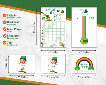 Bunco St. Patricks Day Bunco Theme Set. It'S Bunco Time! Themed Bunco Game Kit Includes Score Sheet, Tally Sheet, Ghost Player,