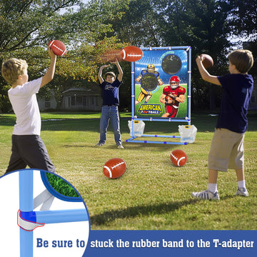 Polkoliye Football Toss Game with 4 Inflatable Balls Indoor/Outdoor Football tossing Target Toy for Kids Ages 4-7 8-12- Perfect Christmas Birthday Gifts for 4 5 6 7 8 9 10 11 12 Year Old Boys Girls