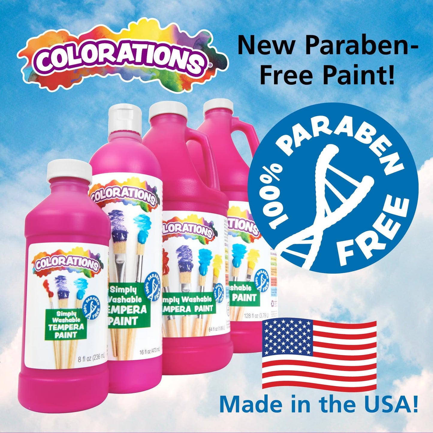 Colorations Simply Washable Tempera Paint, Fluorescent Neon Red - 16 Oz.