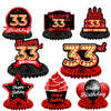 Happy 33rd Birthday Red and Black Table Honeycomb Centerpieces Balloons Theme Decor Table Decorations Table Toppers for Girls Wo