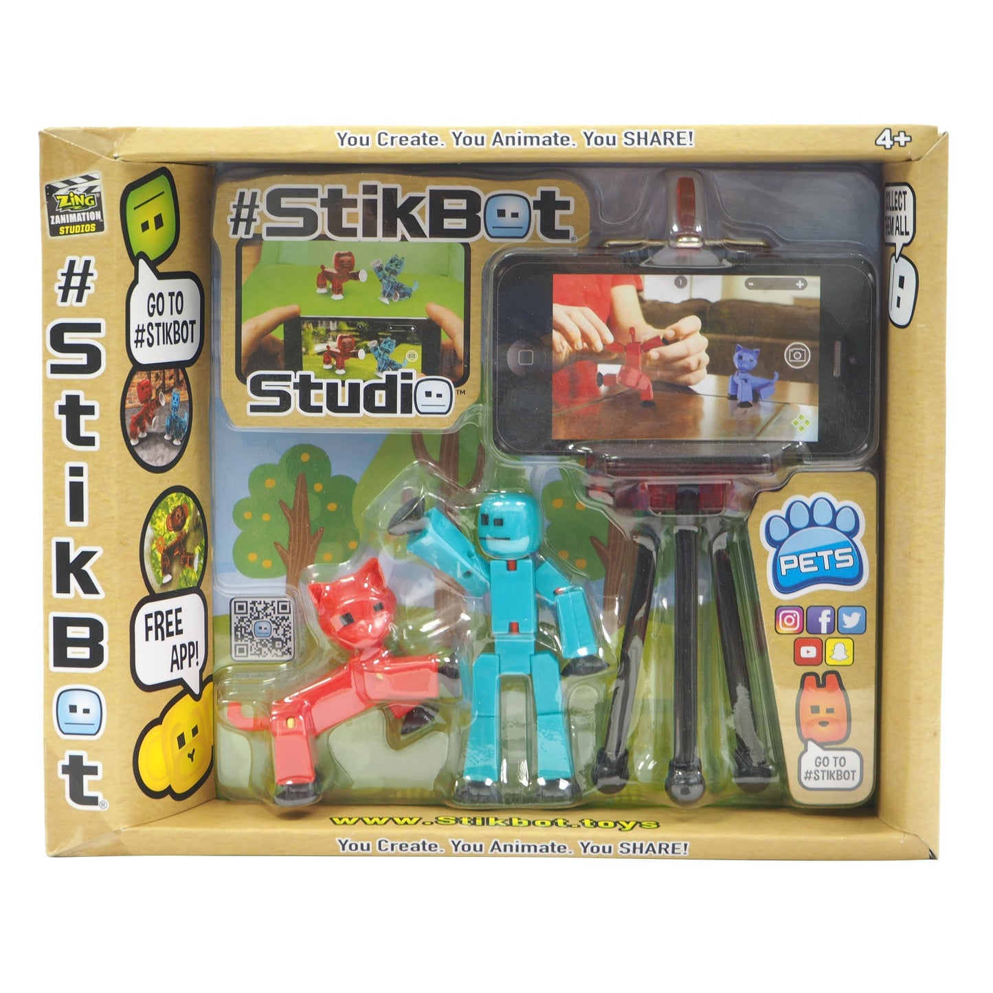 Toy Shed Tst615A Stikbot Studio Series 2 (1 Stikbot + 1 Animal + 1 Tripod), Multicolor