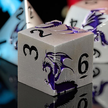 Purple Dragon Metal Dice HNCCESG 7 Piece Heavy Metallic D&D Dice Set with Dungeons and Dragon Gift Dice Box for TTRPG Tabletop G