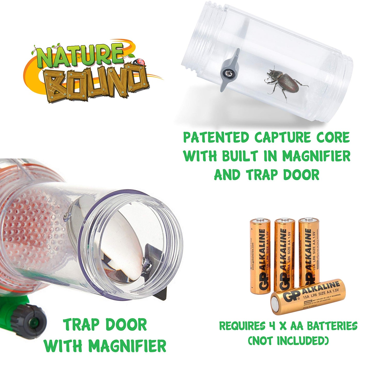Nature Bound Bug Catcher Vacuum With Light Up Critter Habitat Case For Backyard Exploration - Complete Kit For Kids Includes Vacuum And Cage, Green (Original Style)