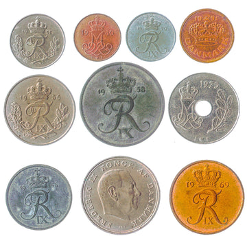 Denmark 10 Mixed Coins | Danish Currency | Ore | Krone | Queen Margrethe II | Since 1973