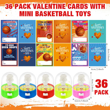 Capoda 36 Pack Valentines Day Gifts With Mini Basketball Shooting Games Sports Gift Cards Finger Basketball Toy Valentine'S Exch