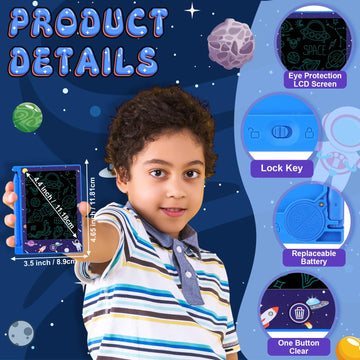 Nezyo 24 Pack Space Party Favors, 4.6 Mini LCD Writing Tablet for Kids, Space Checked Board Drawing Tablet Erasable Reusable E
