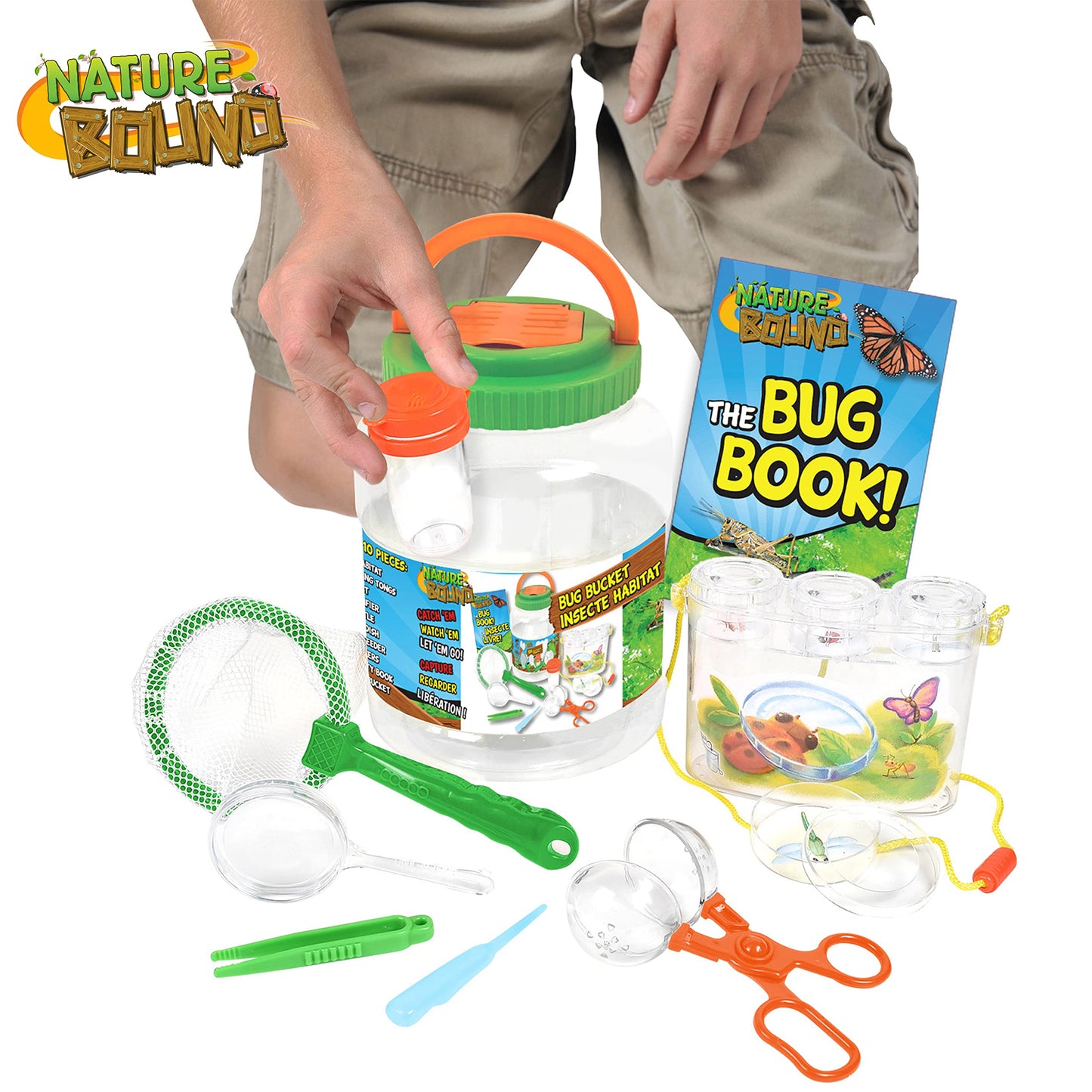 Nature Bound Bug Catcher Kit - 20 Piece Outdoor Exploration Set For Kids - Safe Insect Catch & Release With Bucket, Net, Magnifier & More - Great Gift For Young Explorers (Original Design)