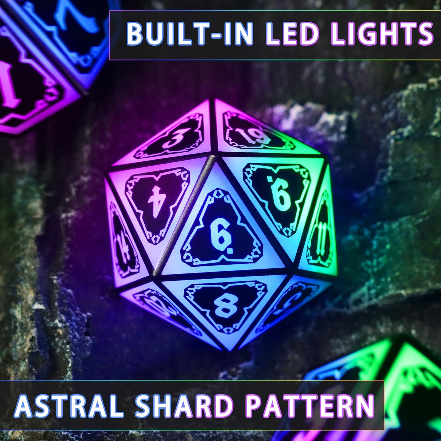 FONVGOGO Light Up Dice Set D&D for Dungeons and Dragons 4 in 1 Color, Cool LED DND Dice with Charging Box Rechargeable Polyhedra