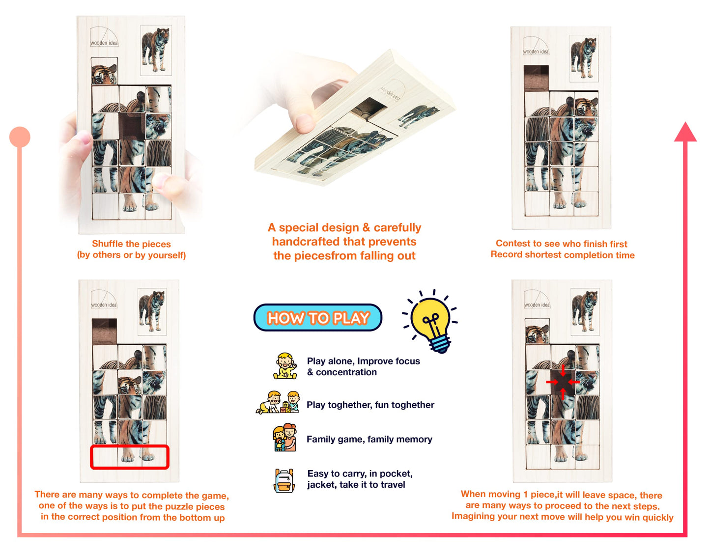 Wooden Slide Puzzles Block (Tiger)