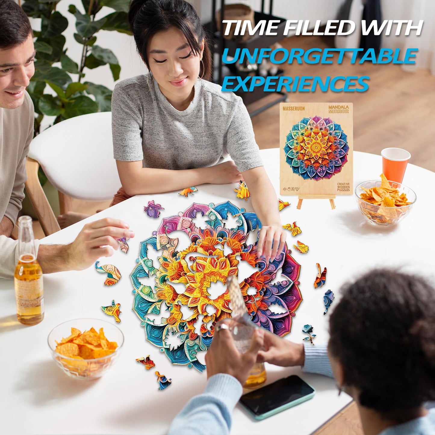 Mandala Puzzles For Adults, 300 Piece Puzzles For Adults-Mandala Kaleidoscope(L, 13.3 * 13.3In), Unique Round Jigsaw Puzzles, Cr
