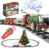 Juqu Train Set, Christmas Train With Remote Control Train Toys W/Smoke, Whistle & Lights, Christmas Train Sets For Around The Tr