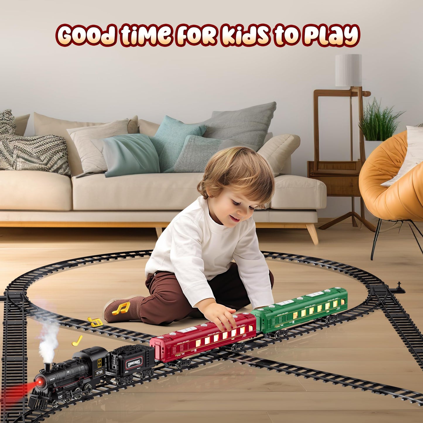 Hot Bee Train Set, Remote Control Train Toys With Luxury Track & Glowing Passenger Carriages, Metal Christmas Tree Train With Smoke, Light And Sound, Toy Train Set For 3 4 5 6 7+ Years Old Boys Gifts