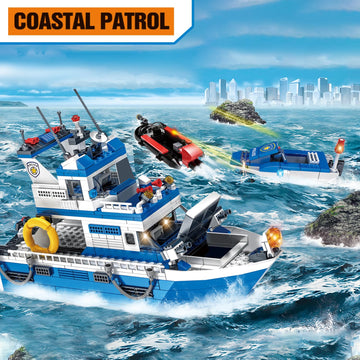 Wvinvw City Boat Stem Building Blocks Sets, Compatible With Lego City Police Boat And Ship Playsets, Rescue Boats That Float Toy