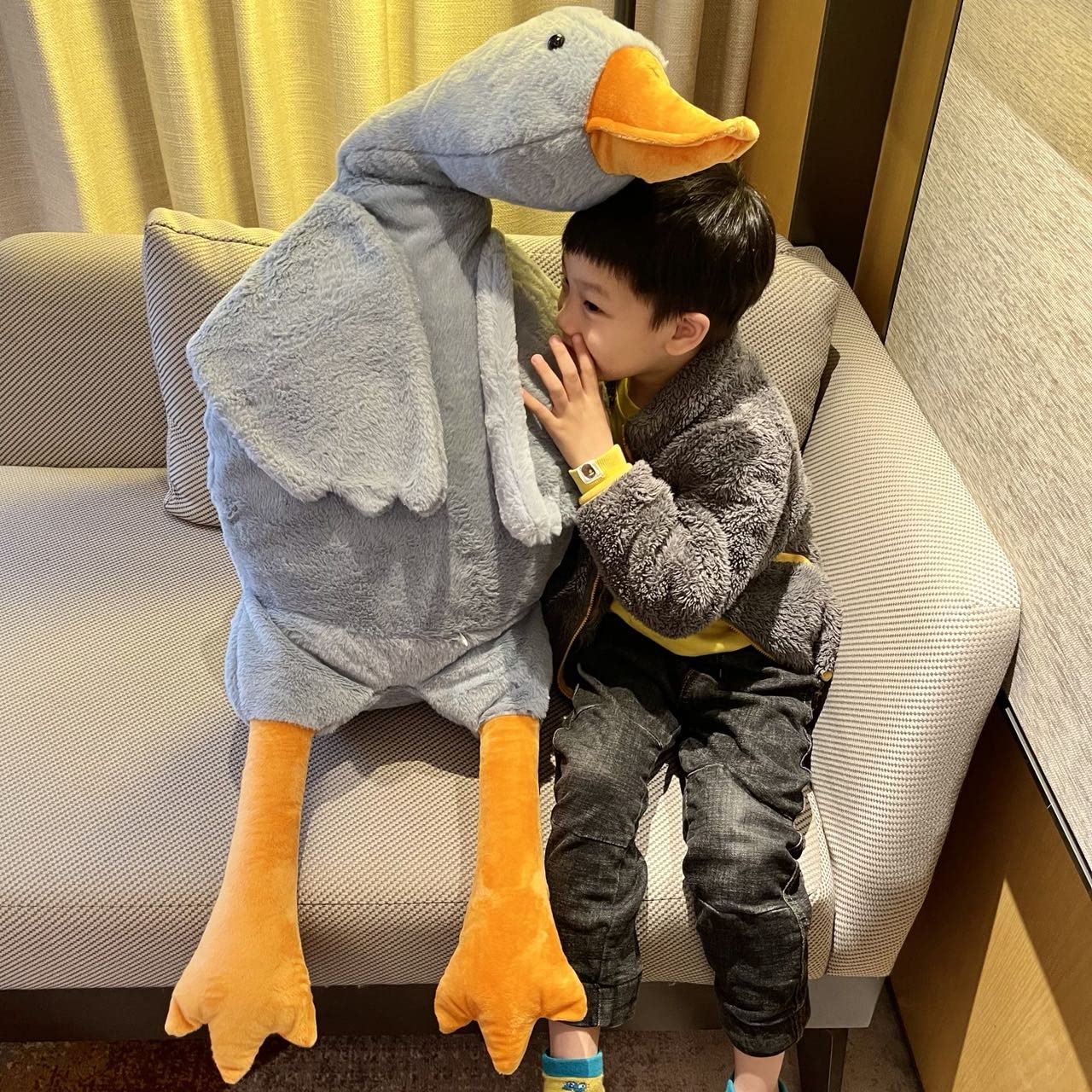 Tanha Goose Plush, Soft Large Goose Stuffed Animal, Cute Stuffed Goose, Grey Duck Plush Gift For Girlfriend, Kids Or Best Friend(51Inch, 130Cm)