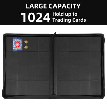 WisOffice Card Binder 1000 Pockets enhanced PU Cover 16 Pocket Trading Card Binder Ringless Side Loading Collection Album Holder for Lorcana MTG TCG Sports&Games Black