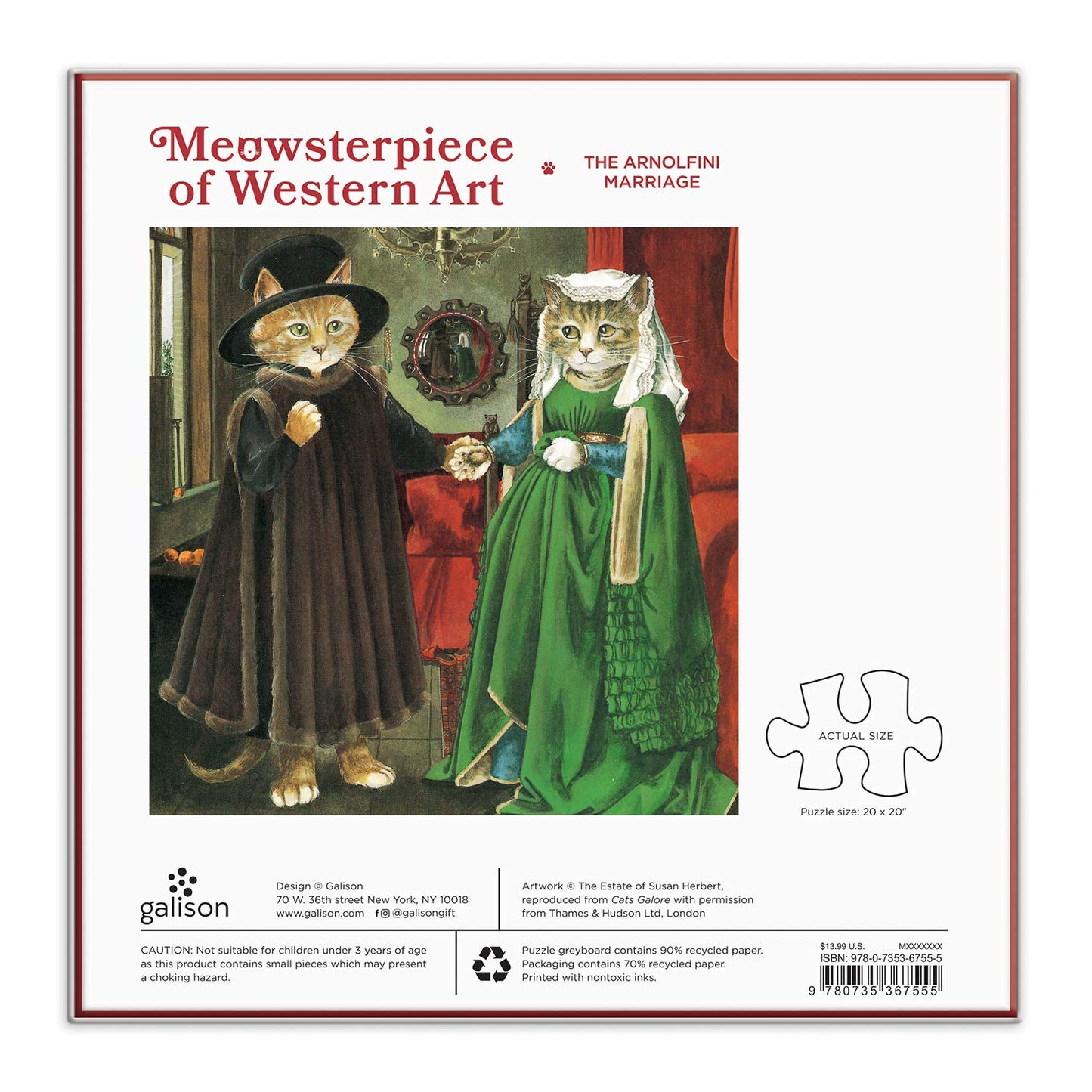 Galison The Arnolfini Marriage Meowsterpiece Of Western Art 500 Piece Puzzle From Galison - Beautifully Illustrated Parody Of Va