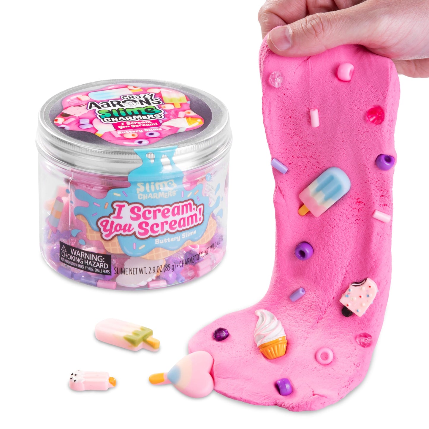 Crazy Aaron'S Slime Charmers® - I Scream, You Scream - Pink Buttery Slime, Sensory Toys For Kids - Creative And Endless Fun, Stress Relief Therapy, Gifts For Girls And Boys - Made In Usa