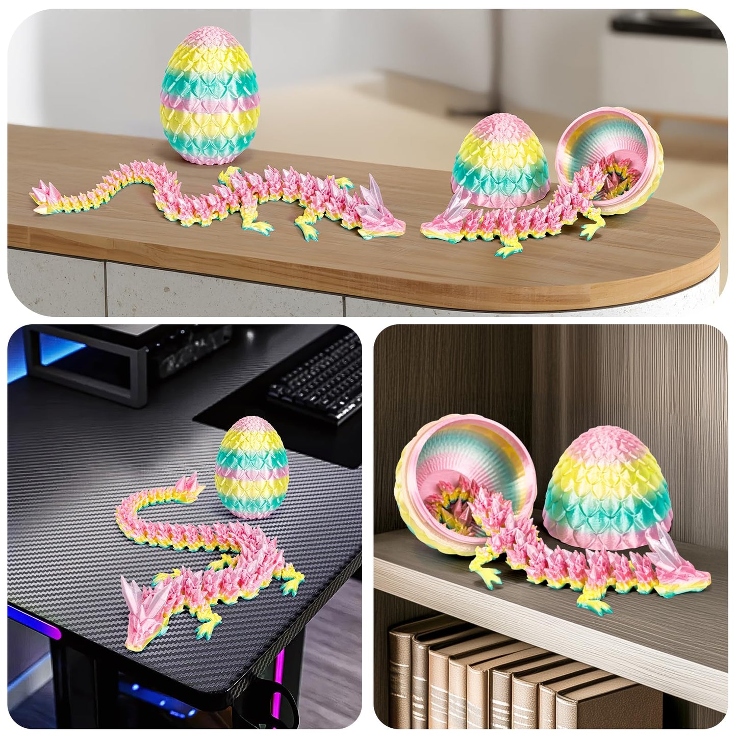 Shylizard 3D Printed Dragon Eggs With Dragon Inside,Articulated Toys,Fidget Toy For Adults Kids,Prefilled Toys For Easter Hunt,B