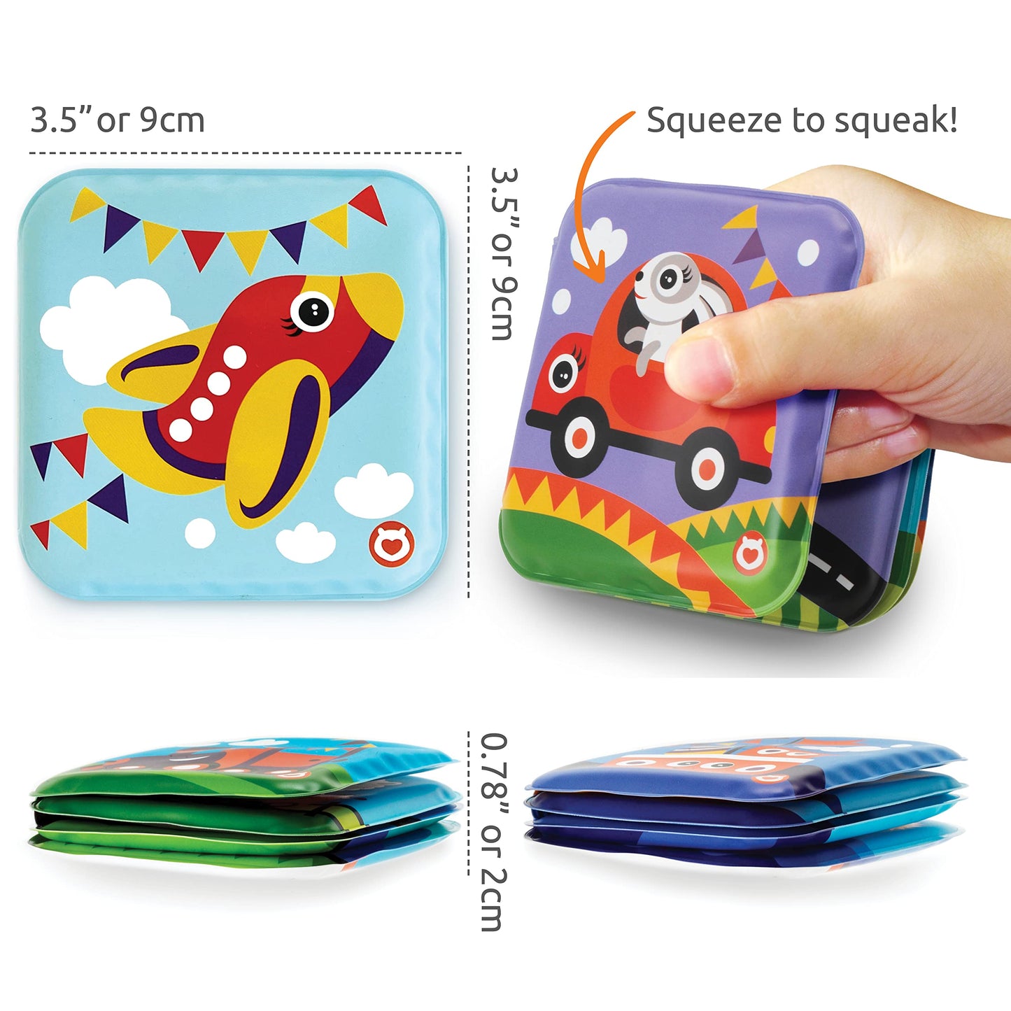 Floating Baby Bath Books - Transport Themed Bath Books For Babies, Infants - Waterproof, Mold-Free Bath Toys For Learning & Earl