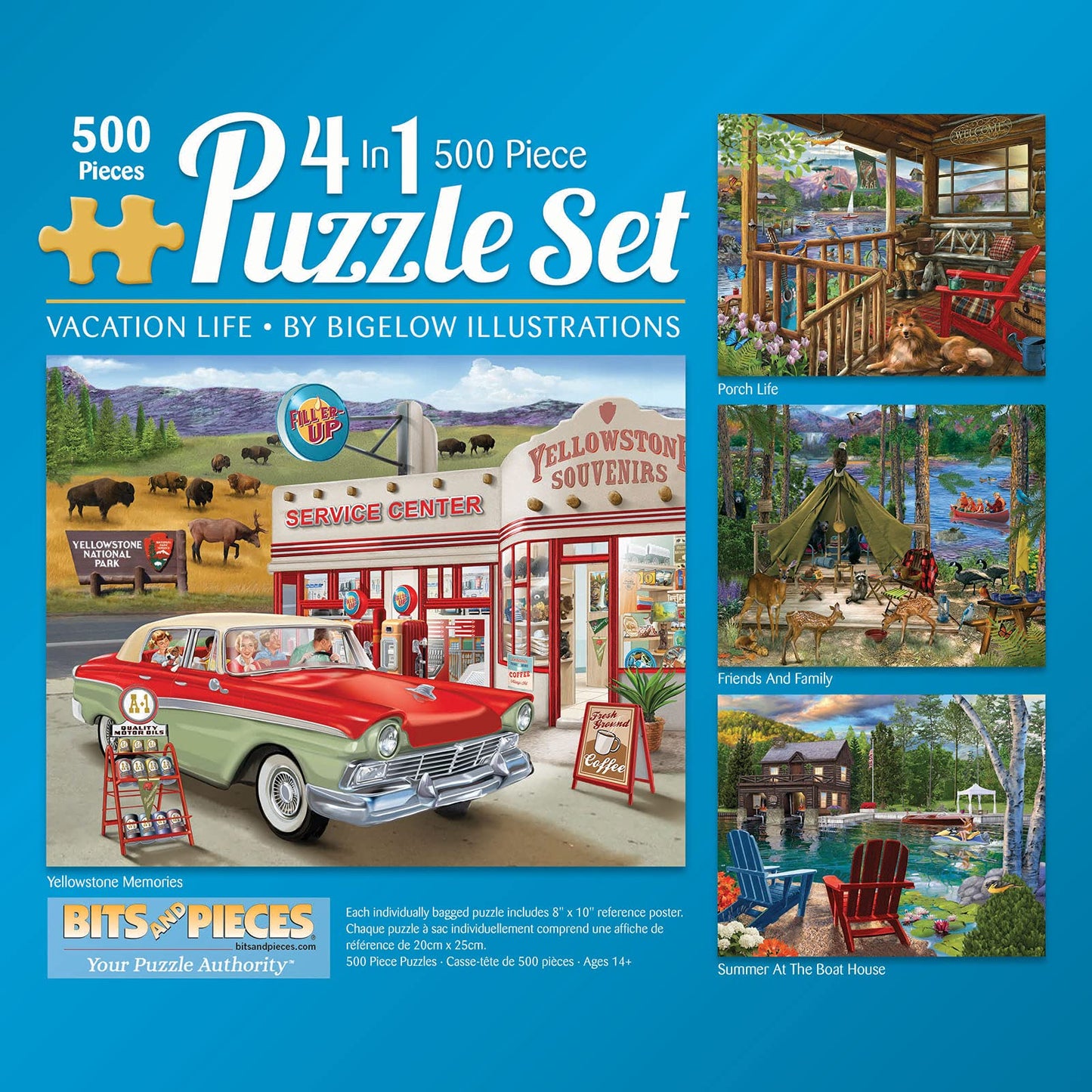Bits And Pieces - 4-In-1 Multi-Pack 500 Piece Jigsaw Puzzles For Adults - Jigsaw Puzzle Set Bundle By Bigelow Illustrations, Com