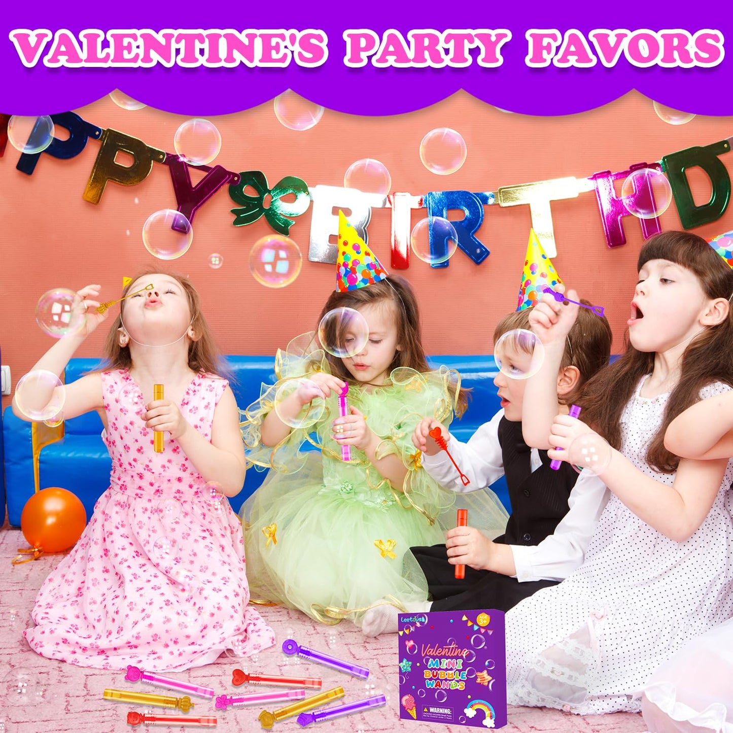 32 Pack Valentines Mini Bubbles Party Favors For Kids Classroom, Valentines Day Small Gifts Toys For Toddler Boy Girl,Valentine