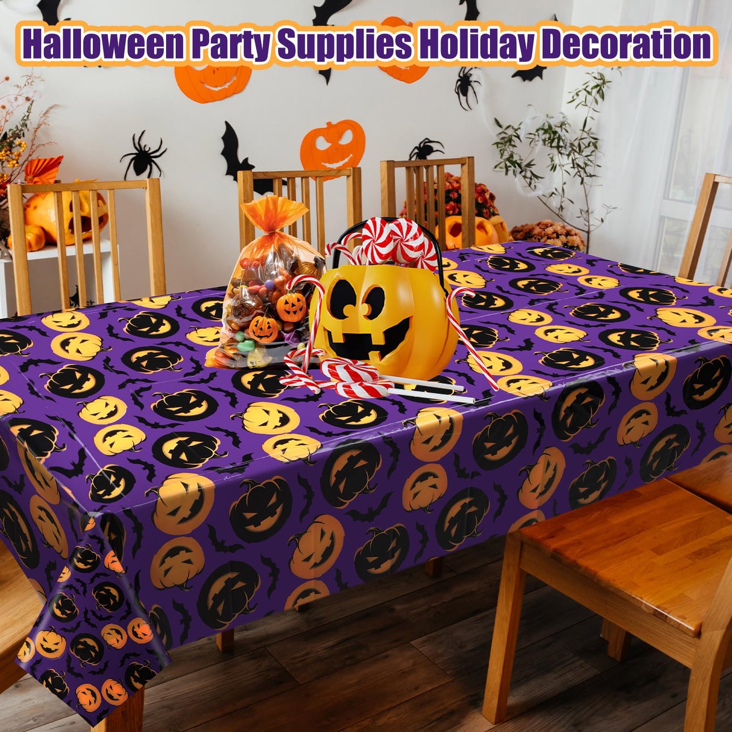 Newwiee 3 Pack Thanksgiving Tablecloths 108 x 54 Inch Fall Disposable Plastic Rectangle Table Cover Autumn Holiday Waterproof Ta