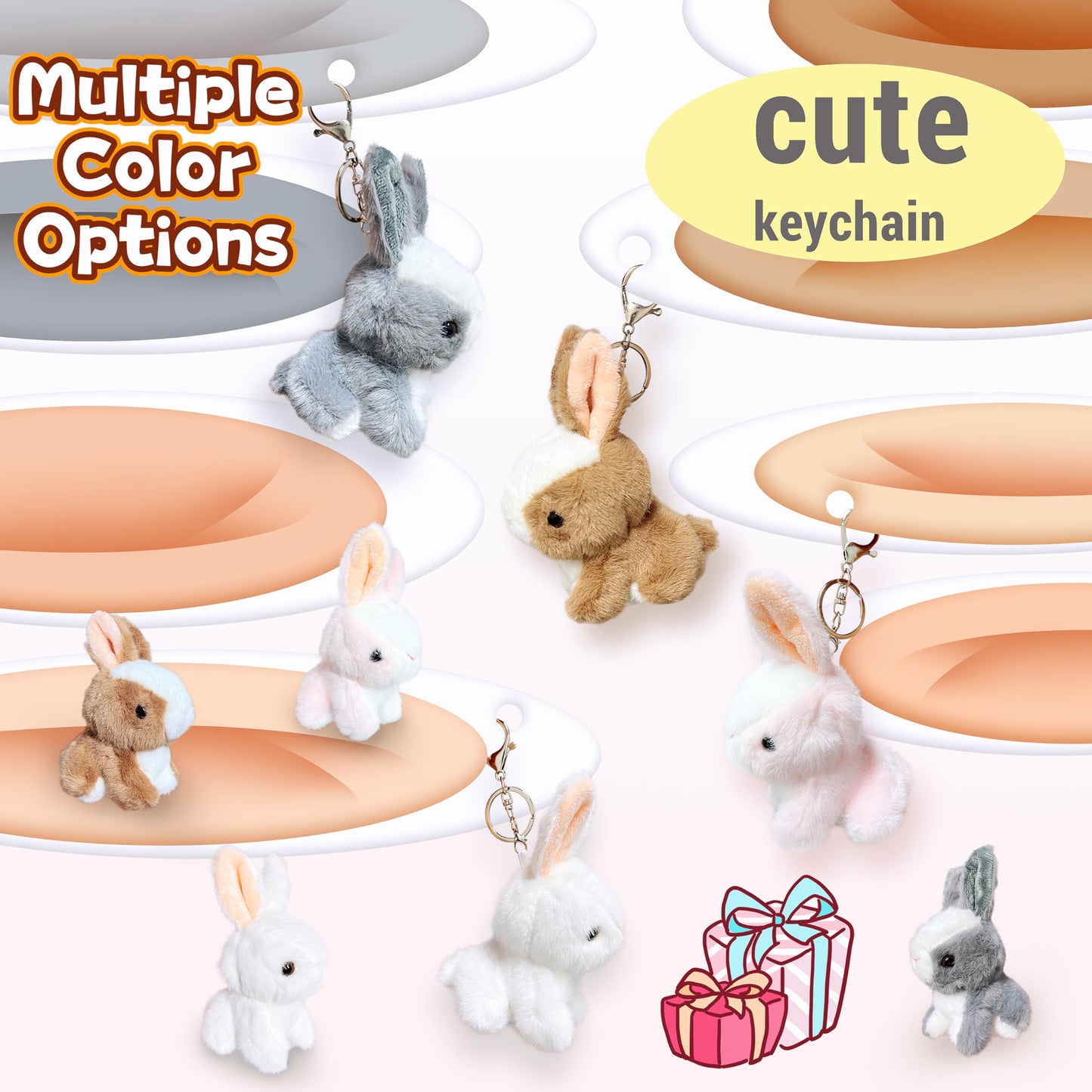 Pink Rabbit Stuffed Animals For Girls, Boys And Adults, Mini Animals Plush Toys Key Chains, Cute Bunny Plushies, Soft Bunny Stuf