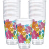 Clear With Multicolor Hibiscus Print Plastic Tumblers - 16 Oz (Pack Of 26) - Perfect For Parties & Tropical-Themed Events