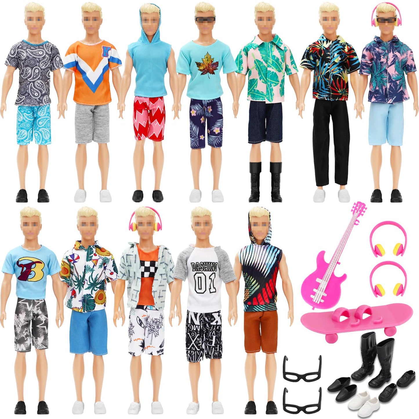 Sotogo 38 Pieces Doll Clothes And Accessories For 12 Inch Boy Doll Include 12 Sets Doll Clothes/Casual Clothes/Career Outfits/Jacket Pants Tops, 4 Pairs Shoes And 6 Pieces Doll Accessories