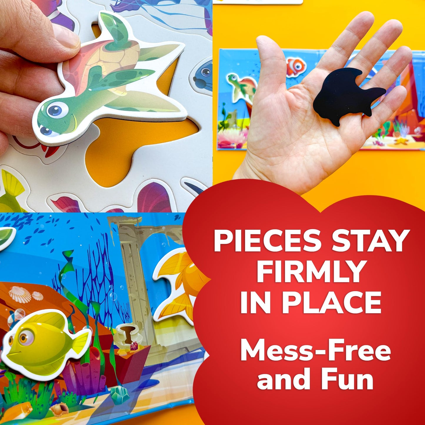 Quokka Travel Magnetic Puzzles For Toddlers 1-3 - 20+Pcs Sea Game With Playbook - Fun Travel Game Toy For Kids Ages 3-5 - Strong