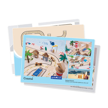Guidecraft Double-Sided Roadway System - 42 Puzzle Pieces And 5 Double-Sided Inspiration Cards: Building And Construction For Kids