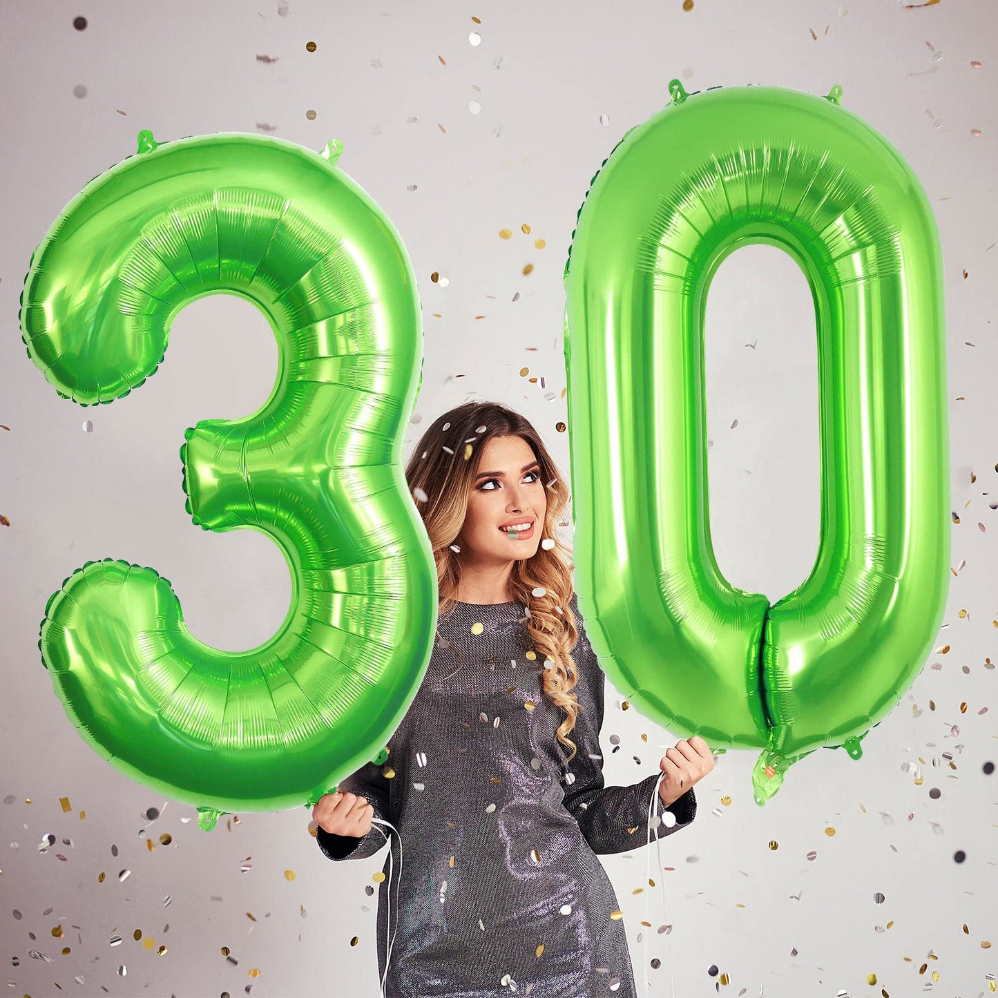 40 Inch Green 30 Number Balloons, Jumbo Foil Balloons For 30Th Birthday Party Decorations Supplies / 30Th Anniversary Event