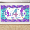Mermaid 4Th Birthday Banner Decorations For Girls, Little Mermaid Themed Happy 4 Year Old Birthday Background Party Supplies, Un