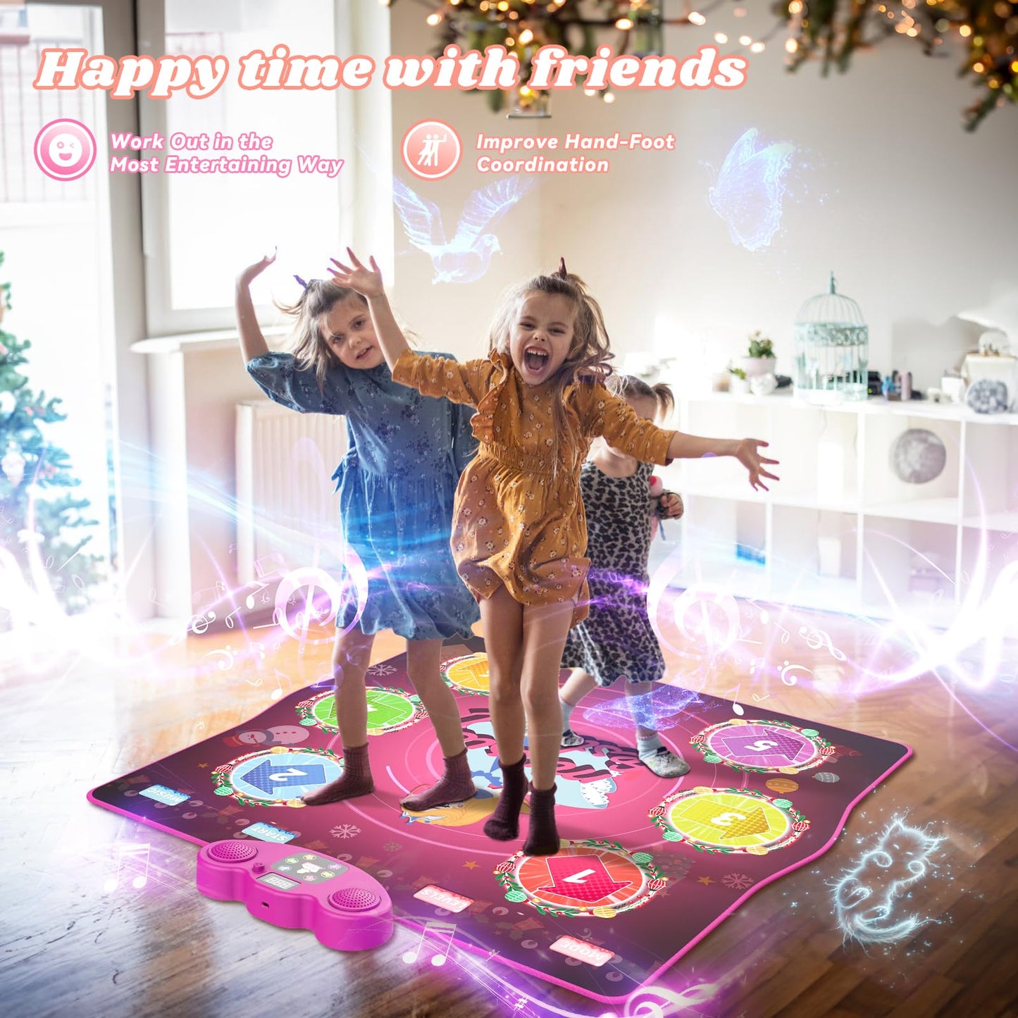 Dance Mat For Kids Ages 4-8, Led Light-Up Electronic Dance Pad Toys With Bluetooth, 6 Game Modes Kids Dance Mat, 13 Built-In Mus
