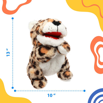 Cuteoy Plush Cheetah Hand Puppet Stuffed Animal Toy Open Movable Mouth Creative Role Play Storytelling Plushies Gifts For Kids Toddlers Birthday Christmas
