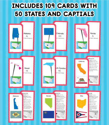 Carson Dellosa States And Capitals Flash Cards For Kids Ages 8+, Geography Flash Cards With Us History, Fun Facts, Grade 3, Grade 4 And Grade 5