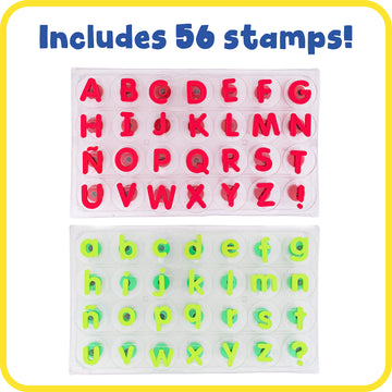 READY 2 LEARN Giant Stampers - Alphabet - Uppercase & Lowercase - Set of 56 - Easy to Hold Foam Stamps for Kids - Arts and Craft