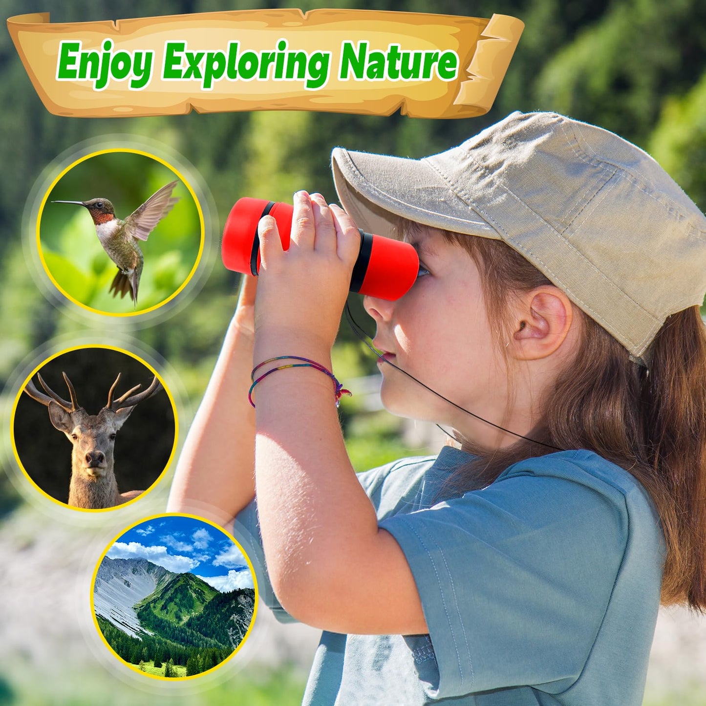 YOPINSAND Kids Binoculars, Ages 3-12, Perfect for Bird Watching, Camping, Outdoor Exploration