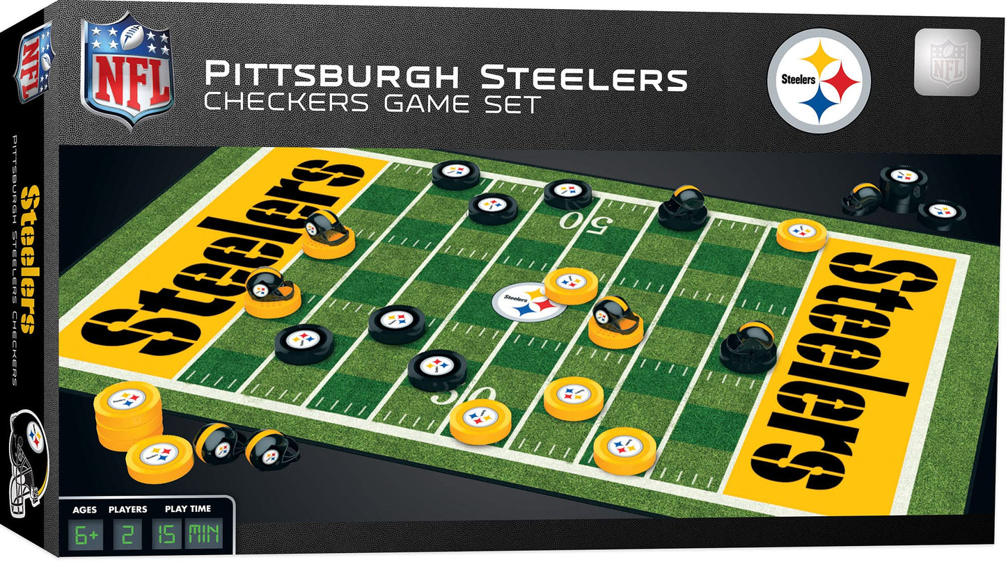 Masterpieces Family Game - Nfl Pittsburgh Steelers Checkers - Officially Licensed Board Game For Kids & Adults