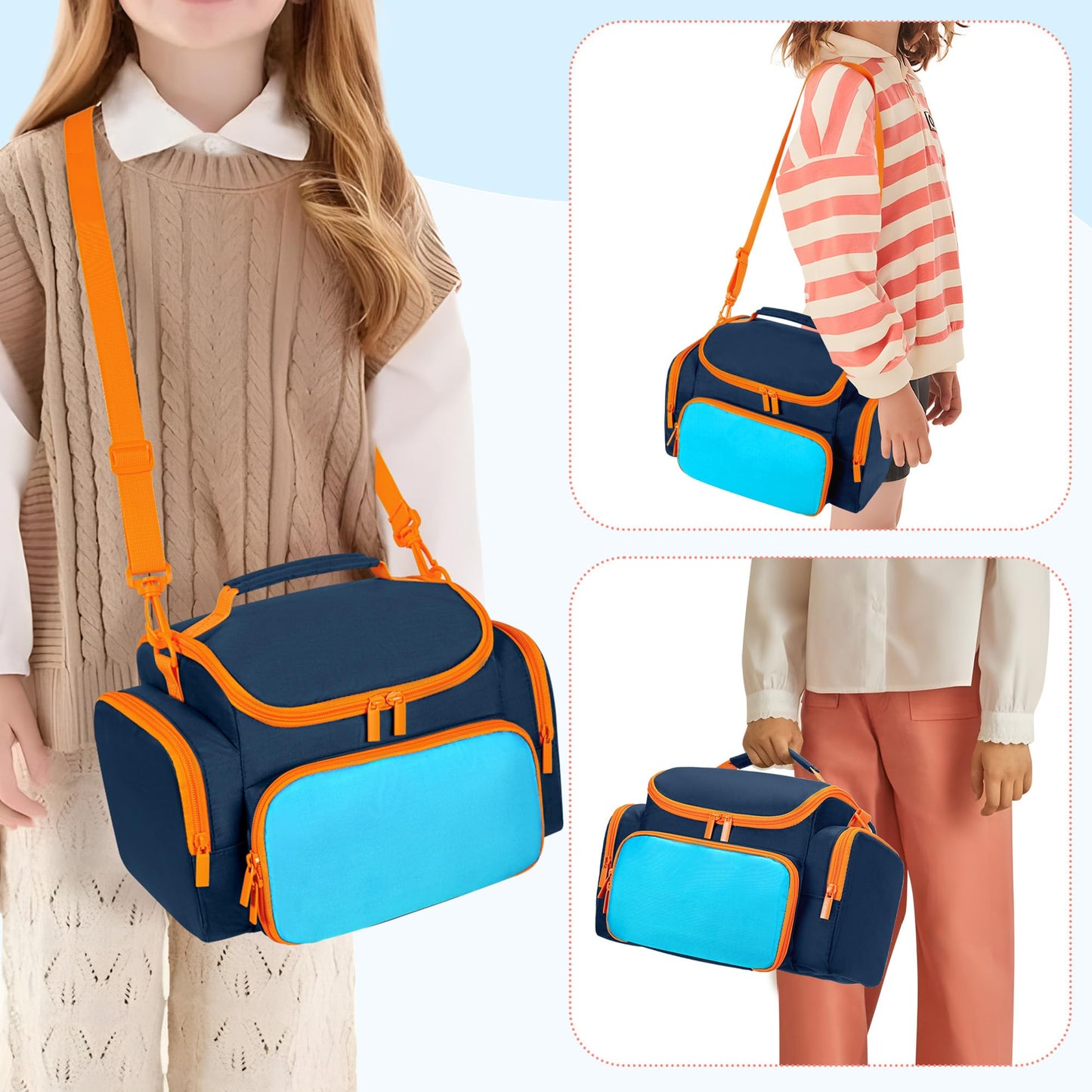 GRAOSO Carrying Case for Toniebox, Blue PVC Portable Bag with Shoulder Strap, Travel Storage for Audio Player