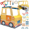 Construction Truck Wooden Playset w 60+ Toy Pieces- Pretend Hammer Saw Bolts & Screws- Spinning Turn Saw, Steering Wheel, Wood t