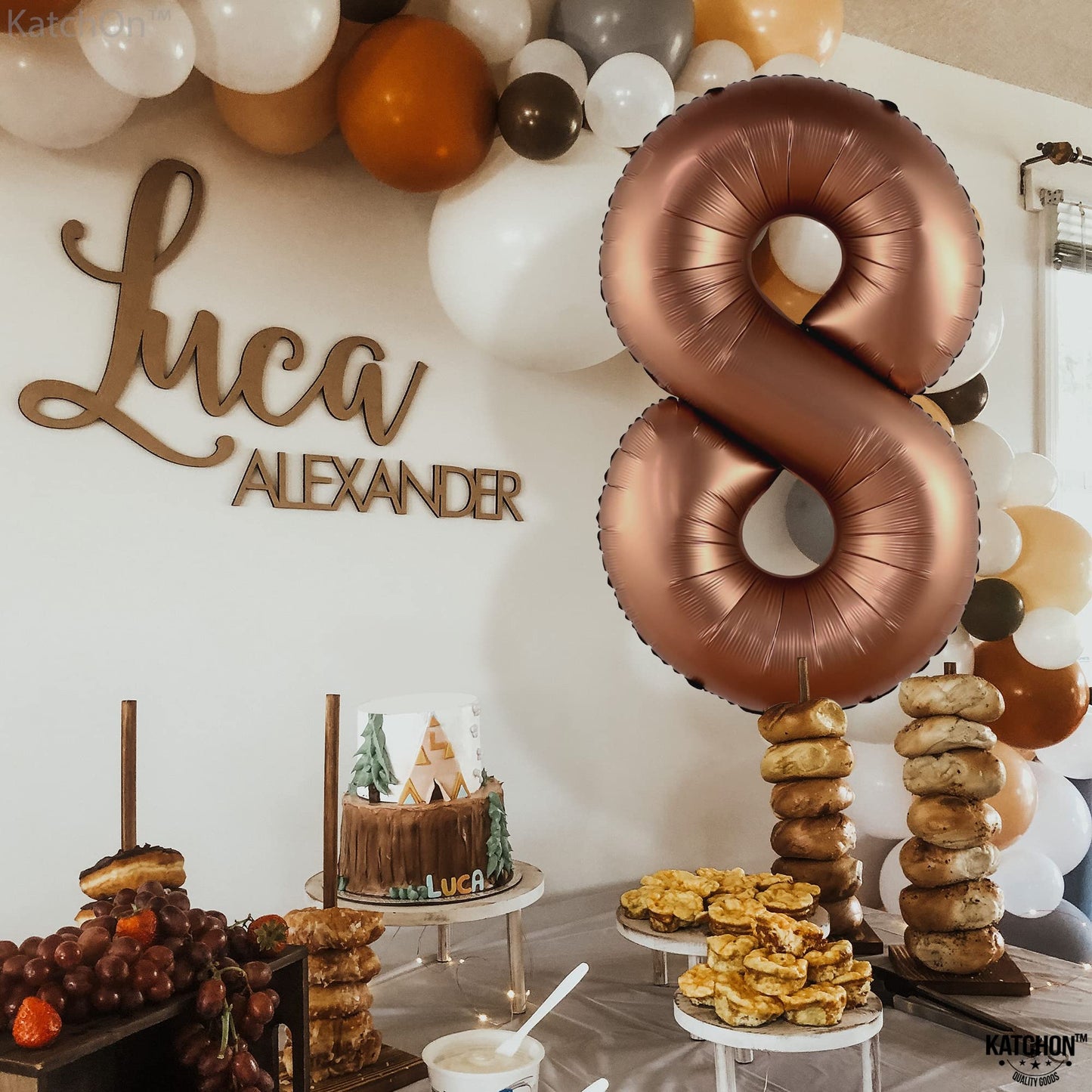 Giant, Coffee Brown 8 Balloon Number - 40 Inch, Brown 8 Birthday Balloon | 8Th Birthday Decorations For Boy, Girls | Safari Theme Party Decorations | 8 Year Old Balloon For 8Th Birthday Party Supplies