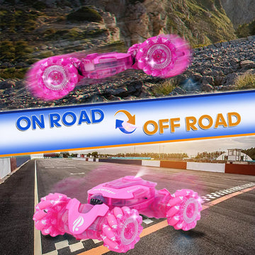 Pink Remote Control Car For Girls, Gesture Sensing Stunt Remote Control With Light & Music, 4Wd 360 Rotating, 2.4Ghz Rc Car, Bir