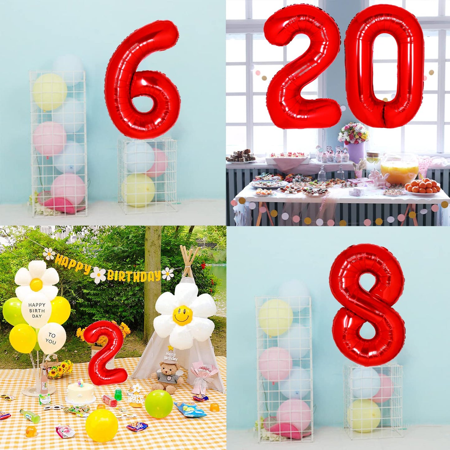 40 Inch Giant Red Number 2 Balloon, Helium Mylar Foil Number Balloons For Birthday Party, 2Nd Birthday Decorations For Kids, Ann