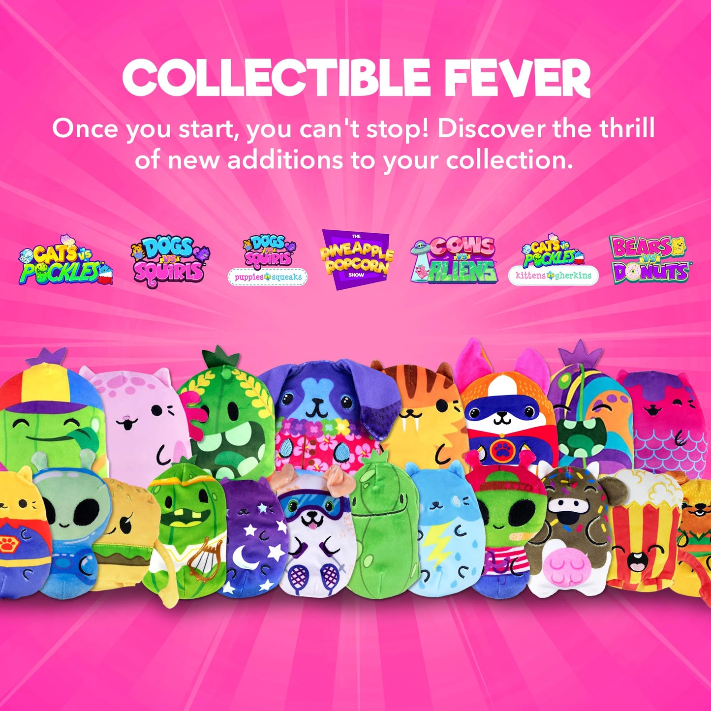 Cats Vs Pickles Chonk Fuchsia Wave A Mystery Bags 1Pk | 6' Cvp Bean Filled Plushies | Blind Bags For Girls And Boys | Surprise Collectibles | Toys For Kids And Adults | Sensory Friendly | 1 Pack