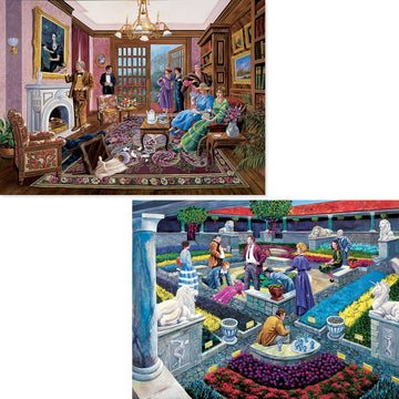Bits And Pieces – Value Set Of Two 500 Piece Jigsaw Puzzles For Adults – Murder At The Manor And Museum Mystery Thriller Jigsaw Puzzles By Artist Gene Dieckhoner, Completed Puzzle Size: 18' X 24'