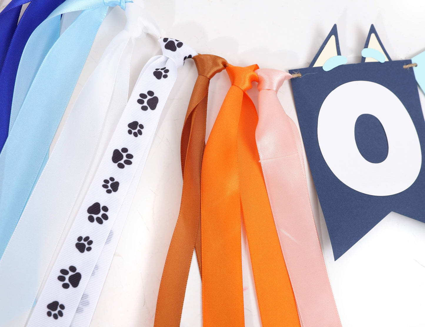 Light Blue Navy Brown Orange 1st Birthday High Chair Banner - First Birthday Party Decoration, Little Puppy Highchair Banner Ins