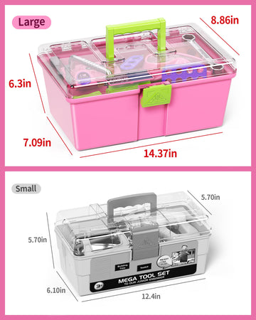 Deejoy 54Pcs Large Kids Tool Set with Electric Saw & Electronic Toy Drill, Pretend Play Kids Construction Set for Toddler 3-5 Ye